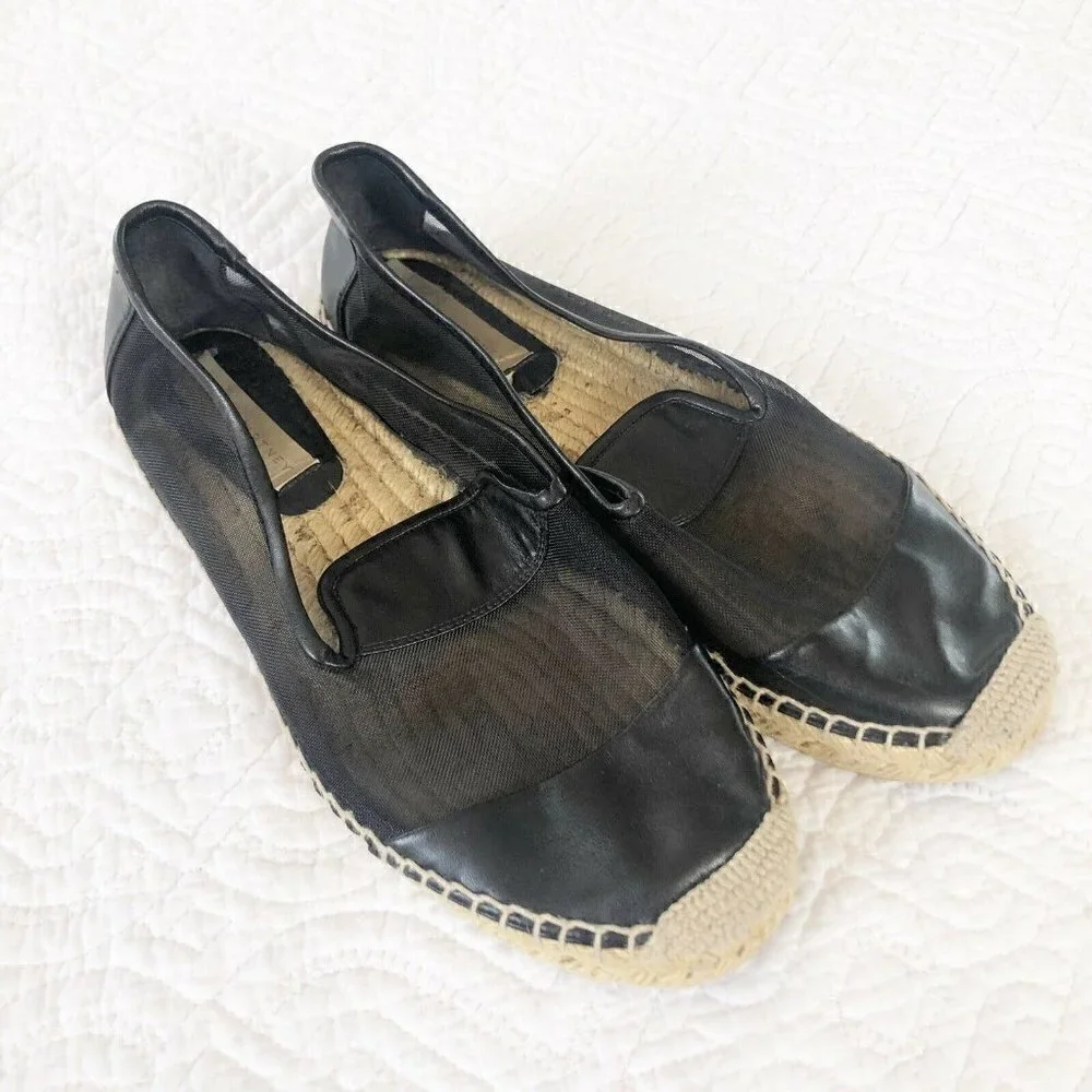 Stella McCartney Black Leather & Mesh Espadrilles Sz 40 US 9.5